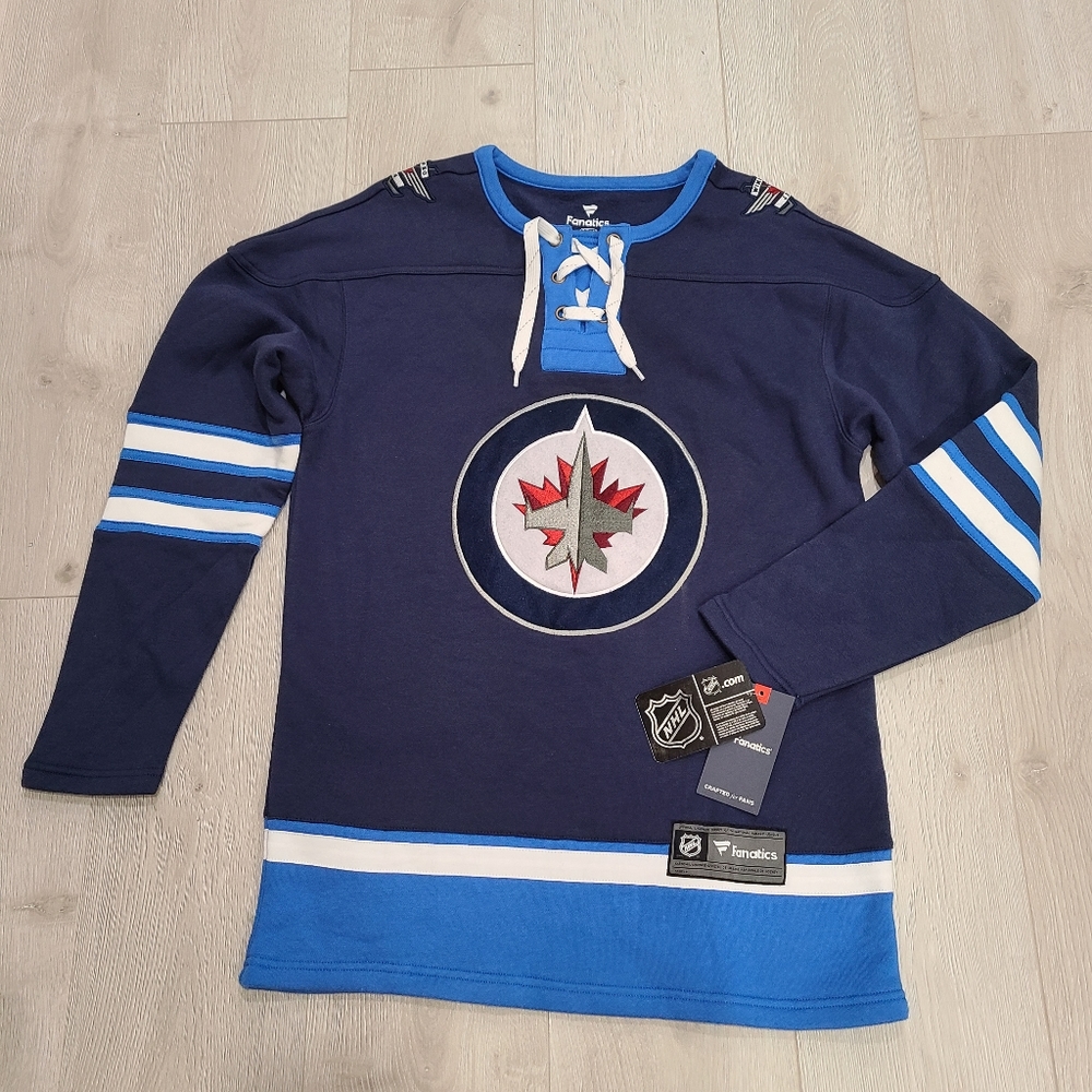 Winnipeg JETS NHL Fanatics Breakaway Lace Up Crew Pullover Sweatshirt